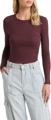 Rib Long Sleeve Crop Top