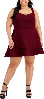 Trendy Plus Size Notched-Neck Tiered-Hem Dress