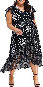 Adele Faux Wrap Dot Print Dress