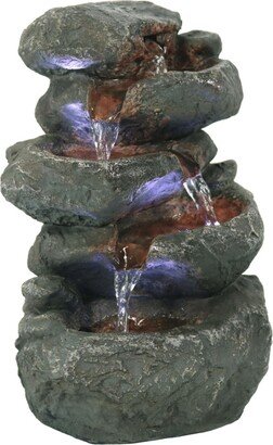 Sunnydaze Decor Stacked Rocks Polyresin Indoor Water Fountain with Led - 10.5 in