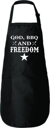 God Bbq & Freedom 2nd Amendment Patriotic Funny Full-Length Apron With Pockets