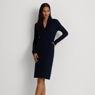 Lauren Petite Ralph Lauren Cable-Knit Buckle-Trim Sweater Dress