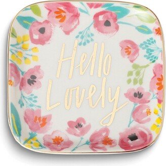 Curata Floral Hello Lovely Square Ceramic Trinket Dish