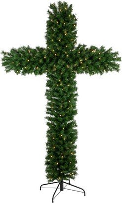 Northlight 7' Pre-Lit Artificial Pine Christmas Cross - Warm White LED Lights