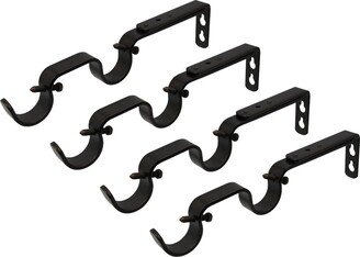 Spotblinds Adjustable Double Slot Curtain Rod Brackets For Windows - Fits 1 Inch Drapery Set Of 4 Pieces