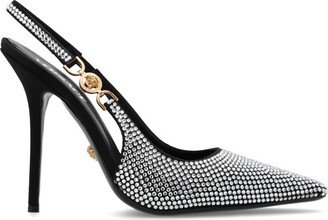 Embellished Medusa 95 Square Toe Slingback Pumps