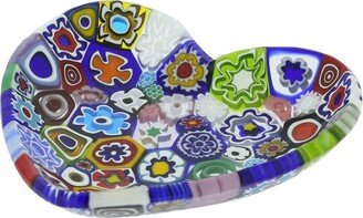 Glassofvenice Murano Millefiori Heart Plate - Multicolor