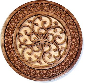 Rosette Waterproof Wooden Coaster, Inlaid Openwork Wood Marquetry, Original Design. Combine Orders & Build Your Own Set Of 6 For A Free Case