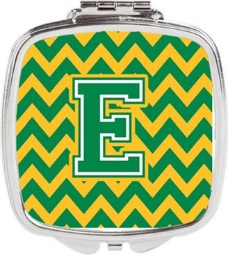 CJ1059-ESCM Letter E Chevron Green & Gold Compact Mirror