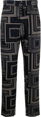 Pouch-print straight-leg trousers