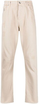 Logo-Print Five-Pockets Straight-Leg Trousers