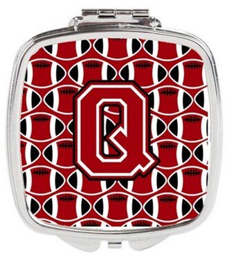 CJ1073-QSCM Letter Q Football Red, Black & White Compact Mirror