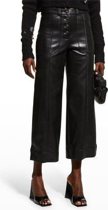 Benji Cropped Wide-Leg Faux-Leather Pants