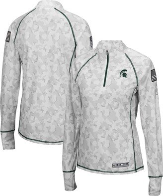 Women's White Michigan State Spartans Oht Military-Inspired Appreciation Officer Arctic Camo 1/4-Zip Jacket