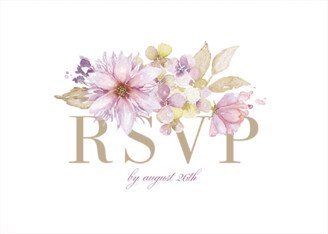 Rsvp Cards: Watercolor Bouquet Wedding Response Card, Purple, Pearl Shimmer Cardstock, Rounded