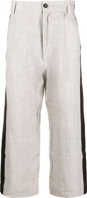 Striped Linen Cropped Trousers