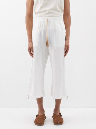 Wolpoch Cropped Cotton-gauze Trousers-AB