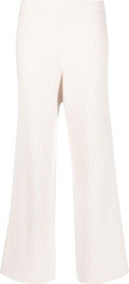 Ribbed-Knit Wide-Leg Trousers