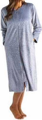 SOFTiES Floral Embossed Zip Robe In Grey