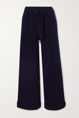 Frederique Wool And Cashmere-blend Wide-leg Track Pants - Blue