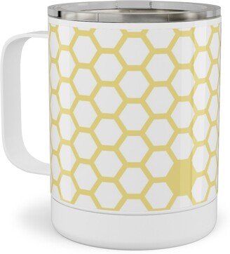 Travel Mugs: Honeycomb - Sugared Spring - Yellow Stainless Steel Mug, 10Oz, Yellow