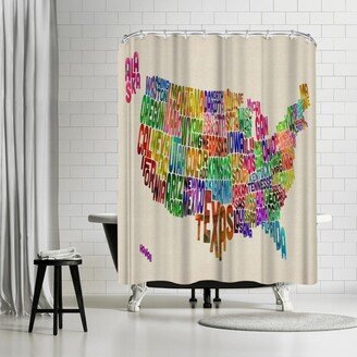 71 x 74 Shower Curtain, Us Word Map by Michael Tompsett - Art Pause