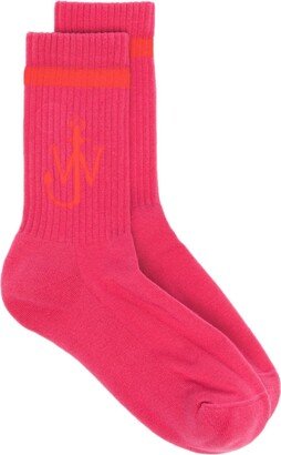 JW-initials anchor-logo stretch-cotton socks