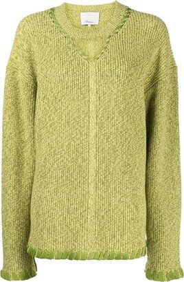 ribbed V-neck jumper-AB