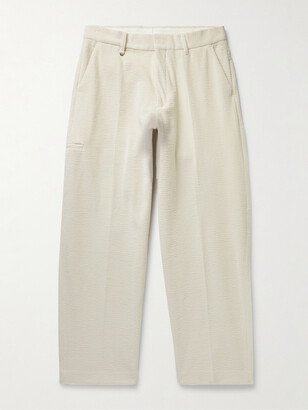 Paul Smith Wide-Leg Textured Cotton-Blend Trousers