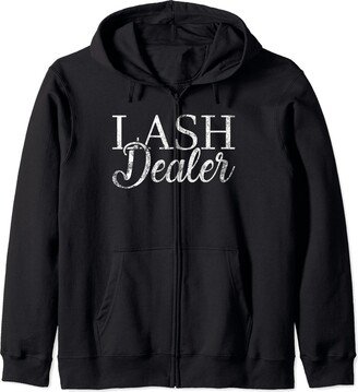 Lash Dealer Eyelash Lash Technician & Lash Bar Vintage Lash Dealer Lash Artist Lash Tech Eyelash Zip Hoodie