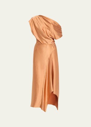 Jasmine Draped Satin Midi Dress