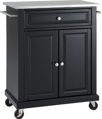 Portable Stainless Steel Top Kitchen Island Wood/Black