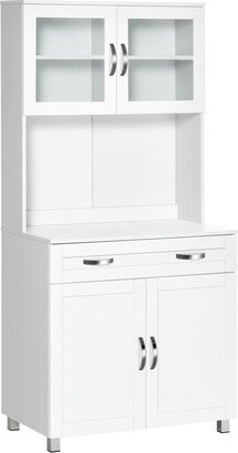 Homcom 67 Buffet with Hutch, Modern Kitchen Pantry, Freestanding Storage Cabinet with Framed Glass Doors, Shelves and Drawers, White-AA