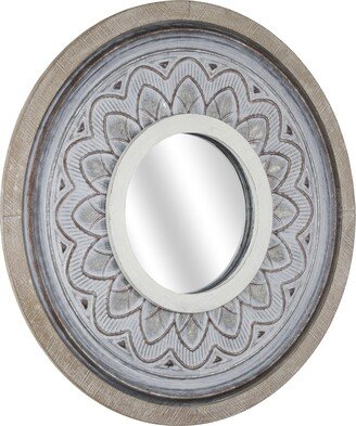 American Art Decor™ American Art Decor Wood and Metal Decorative Floral Wall Vanity Mirror - Multi