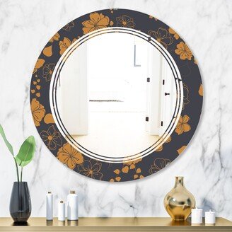 Designart 'Retro Handdrawn Poppies II' Printed Cottage Round or Oval Wall Mirror - Triple C