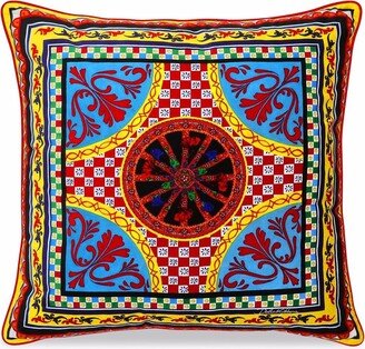 large Carretto-print velvet cushion