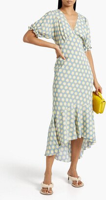 Orla gathered printed crepe midi dress