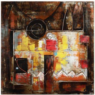 Abstraction 1 Mixed Media Iron Hand Painted Dimensional Wall Art, 48 x 48 x 1.6