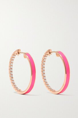 Lenox Small 18-karat Rose Gold, Enamel And Diamond Hoop Earrings - One size