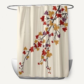 Maple Hues Flower Print Shower Curtain