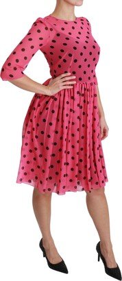 Pink Polka Dots A-line Knee Length Women's Dress