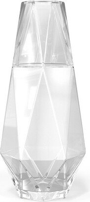 Fifth Avenue Crystal Geometric Bedside Night Water Carafe and Tumbler Lid, 2-Piece,Clear
