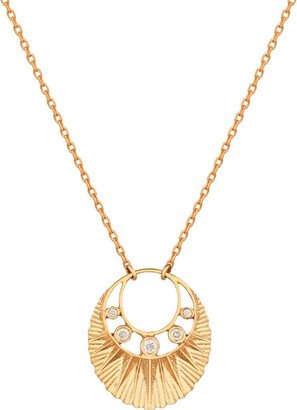 CELINE DAOUST Five Diamond Moon Crescent Yellow Gold Necklace