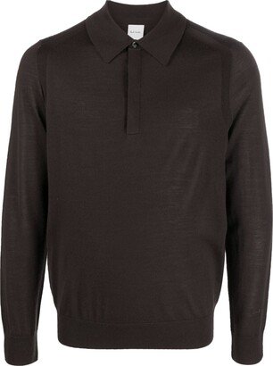 Long-Sleeve Wool Polo Shirt-AD