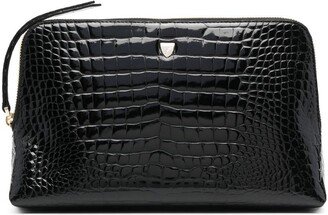 Croco-Embossed Logo Cosmetic Case