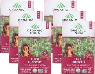 Organic India Tulsi Hibiscus Tea - Case of 6/18 Bags