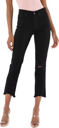 724 High Rise Straight Crop Jean In Black Pixel