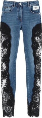 Slim Fit Jeans With Lace Inserts-AA
