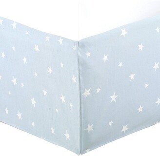 Cozy Line Home Fashions Light Sky Blue Star Cotton Bed Skirt Jacquard Pleated for Kids/Boys/Girls Dust Ruffle with Split Corners, Tailored 16 Drop