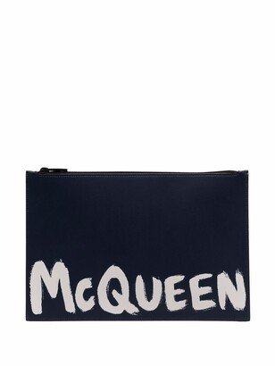 Logo-Print Clutch Bag-AE